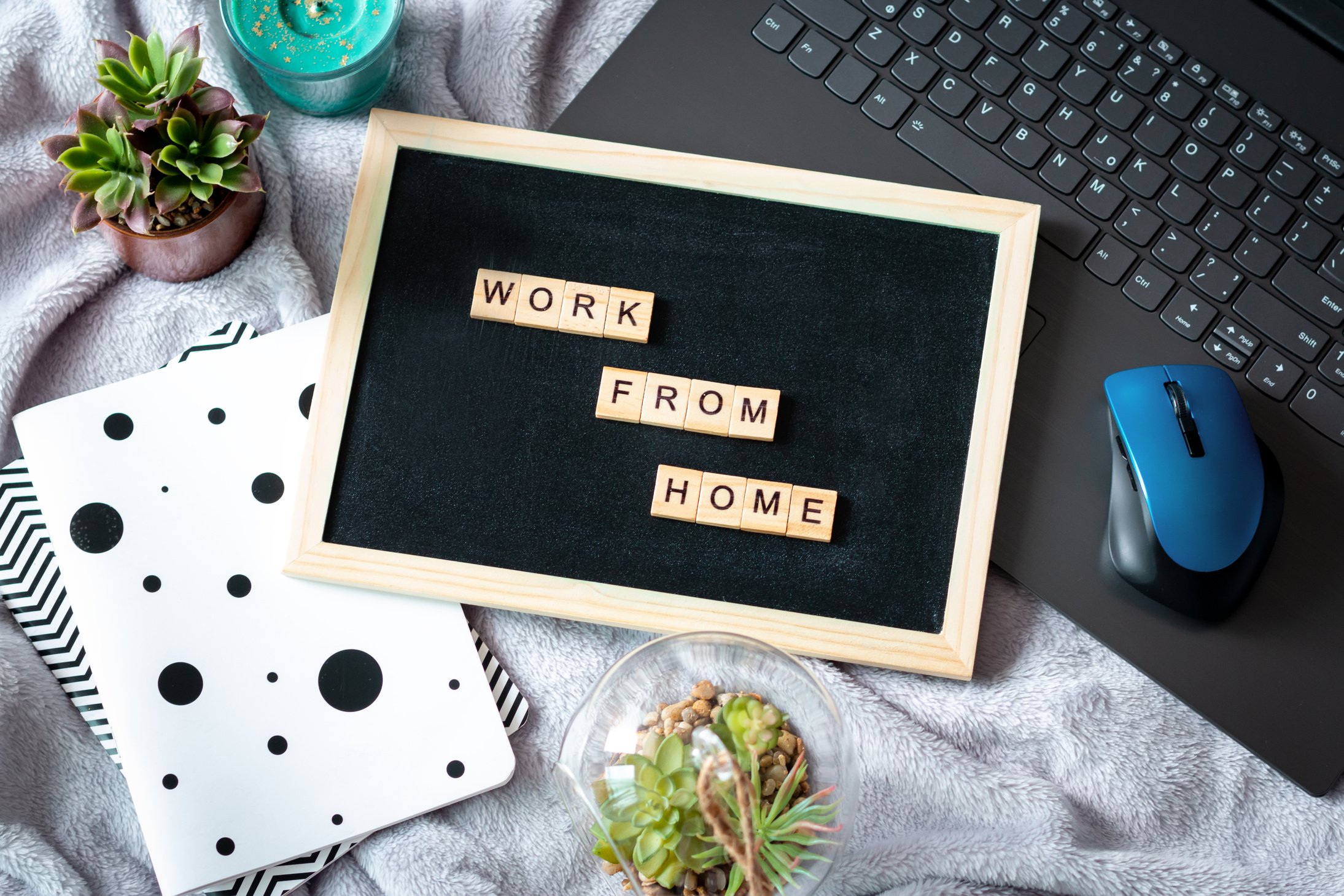 Work from Home Message on Chalkboard